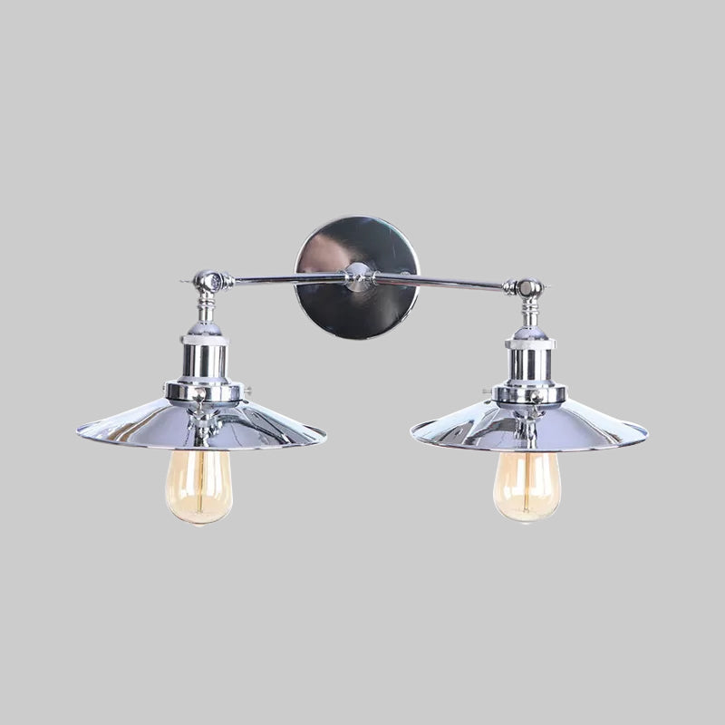 Frendorf | 2 Lampen Flachschirm Wandbeleuchtung Industriestil Messing/Rost Metall Wandmontage Leuchte für Flur