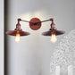 Frendorf | 2 Lampen Flachschirm Wandbeleuchtung Industriestil Messing/Rost Metall Wandmontage Leuchte für Flur
