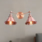 Frendorf | Getaperte Schirm Eisen Wandmontage Leuchte Industrie Vintage 2 Köpfe Bauernhaus Wandmontage Licht in Schwarz/Messing