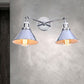 Frendorf | Getaperte Schirm Eisen Wandmontage Leuchte Industrie Vintage 2 Köpfe Bauernhaus Wandmontage Licht in Schwarz/Messing