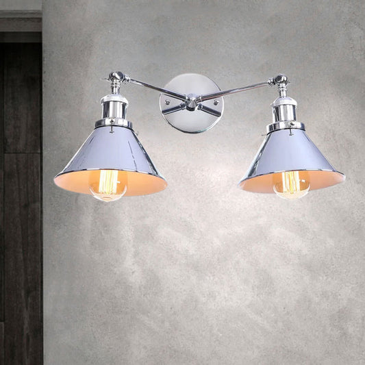 Frendorf | Getaperte Schirm Eisen Wandmontage Leuchte Industrie Vintage 2 Köpfe Bauernhaus Wandmontage Licht in Schwarz/Messing