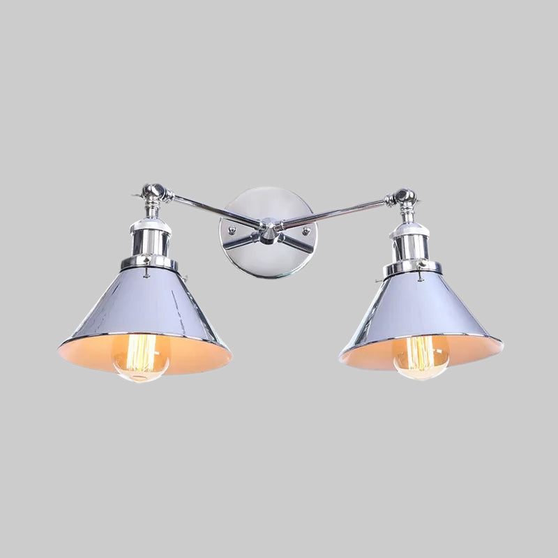 Frendorf | Getaperte Schirm Eisen Wandmontage Leuchte Industrie Vintage 2 Köpfe Bauernhaus Wandmontage Licht in Schwarz/Messing
