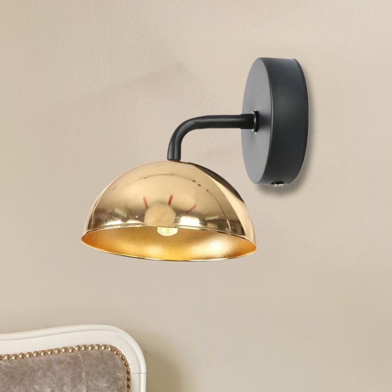 Frendorf | 1 Licht Wandlamp Industriële Koepel Shade Metaal Omlaag Wandlicht met Gebogen Arm in Zwart/Brons voor Slaapkamer