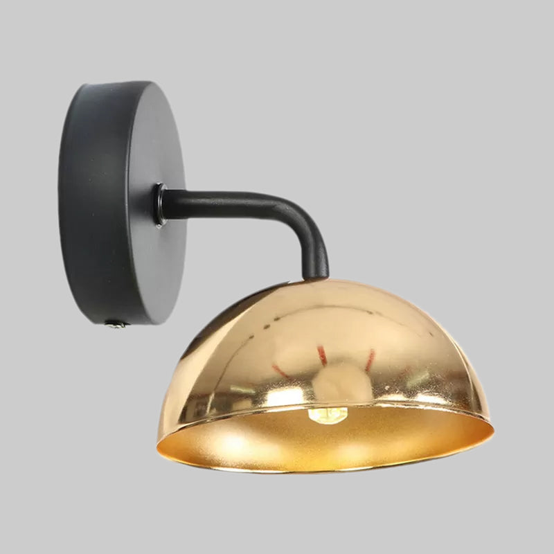 Frendorf | 1 Licht Wandlamp Industriële Koepel Shade Metaal Omlaag Wandlicht met Gebogen Arm in Zwart/Brons voor Slaapkamer