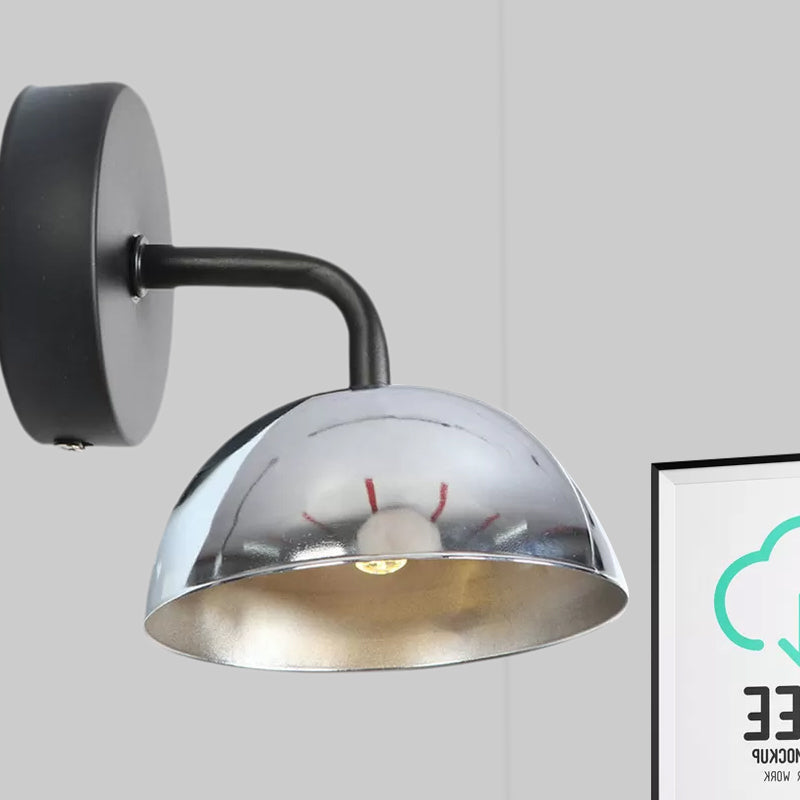 Frendorf | 1 Licht Wandlamp Industriële Koepel Shade Metaal Omlaag Wandlicht met Gebogen Arm in Zwart/Brons voor Slaapkamer