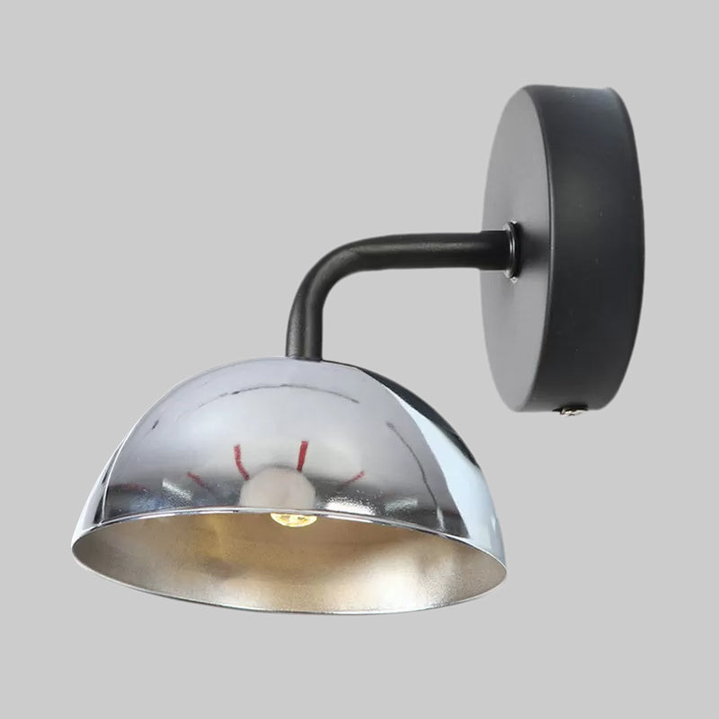 Frendorf | 1 Licht Wandlamp Industriële Koepel Shade Metaal Omlaag Wandlicht met Gebogen Arm in Zwart/Brons voor Slaapkamer