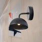 Frendorf | 1 Licht Wandlamp Industriële Koepel Shade Metaal Omlaag Wandlicht met Gebogen Arm in Zwart/Brons voor Slaapkamer