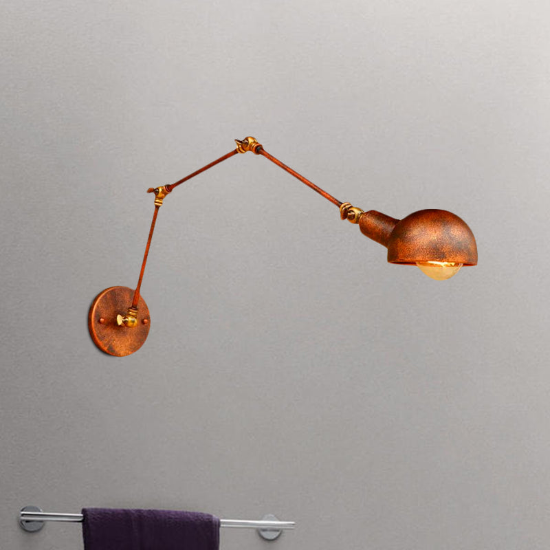 Frendorf | 4"/6.5" Dia Domed Metal Wandlamp Fixture Vintage Stil 1 Kop Studie Kamer Verstelbare Wandlamp Licht in Roest