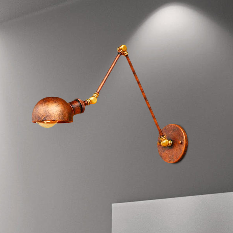 Frendorf | 4"/6.5" Dia Domed Metal Wandlamp Fixture Vintage Stil 1 Kop Studie Kamer Verstelbare Wandlamp Licht in Roest