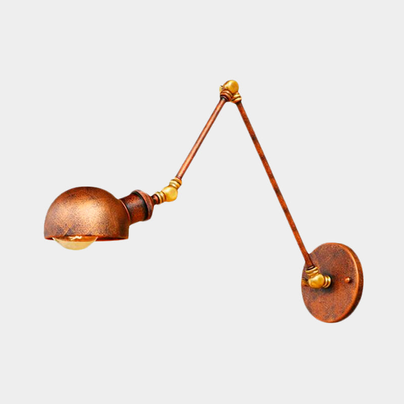 Frendorf | 4"/6.5" Dia Domed Metal Wandlamp Fixture Vintage Stil 1 Kop Studie Kamer Verstelbare Wandlamp Licht in Roest