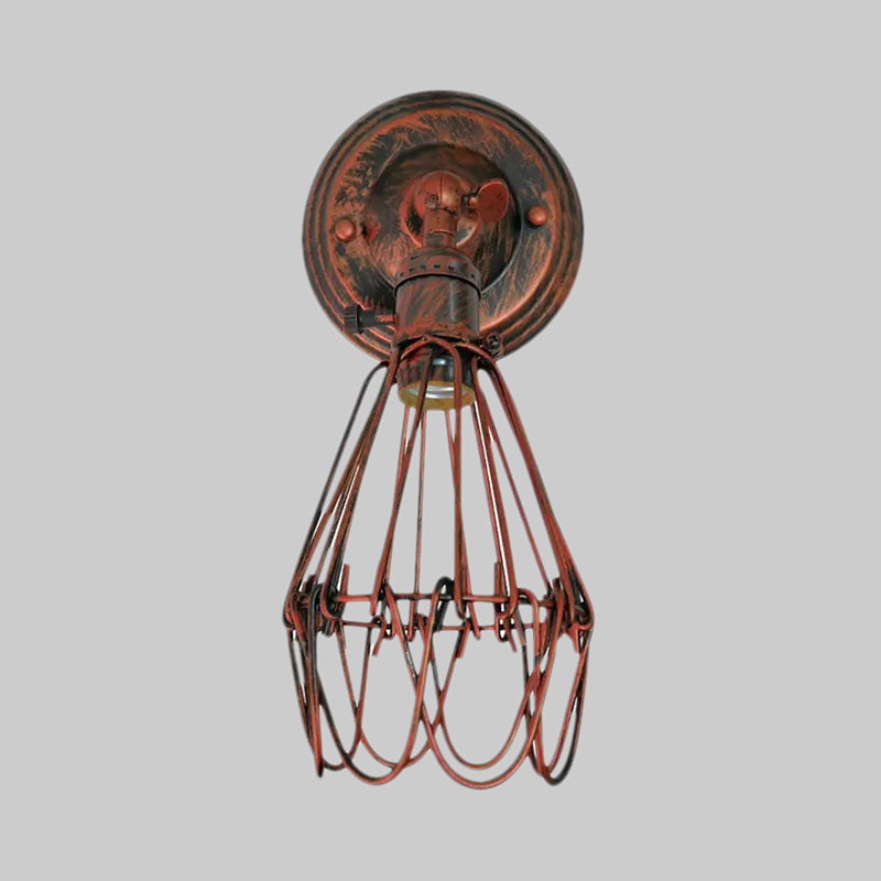 Frendorf | Gegoten ijzeren draadbescherming wandverlichting boerderij stijl 1 bol restaurant draaibare scone lamp in zwart/bronze