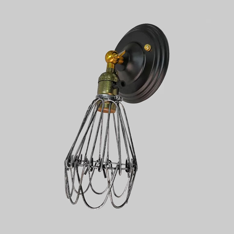 Frendorf | Gegoten ijzeren draadbescherming wandverlichting boerderij stijl 1 bol restaurant draaibare scone lamp in zwart/bronze
