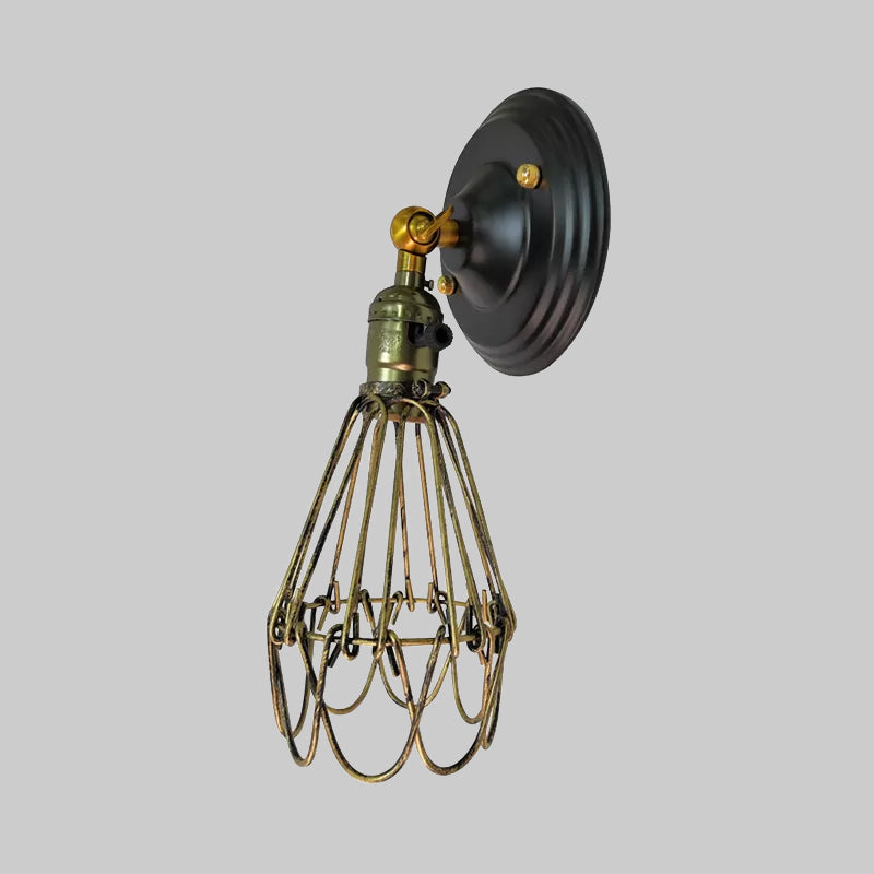 Frendorf | Gegoten ijzeren draadbescherming wandverlichting boerderij stijl 1 bol restaurant draaibare scone lamp in zwart/bronze