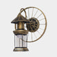 Frendorf | Zwarte/Bronzen Lantaarn Wandlamp Vintage Industrieel Metaal 1 Verlichting Restaurant Wandlamp met Wieldecoratie