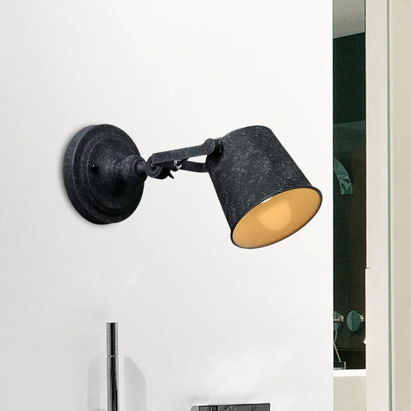 Frendorf | Gegoten ijzeren emmer wandlamp boerderij stijl 1 licht woonkamer wandlamp in antiek zwart