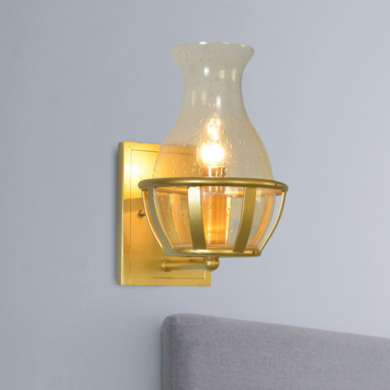 Frendorf | 1 Licht Wandlamp Sconce Lichtarmatuur Industrieel Goud Gezaaid Glas Wandlamp voor Badkamer