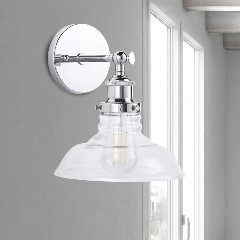 Frendorf | Klar Glas Chrom/Nickel Wandleuchte Scheune 1-Lampe Industrielle Wandlampe für die Küche