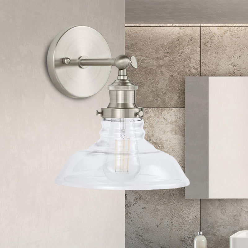 Frendorf | Klar Glas Chrom/Nickel Wandleuchte Scheune 1-Lampe Industrielle Wandlampe für die Küche
