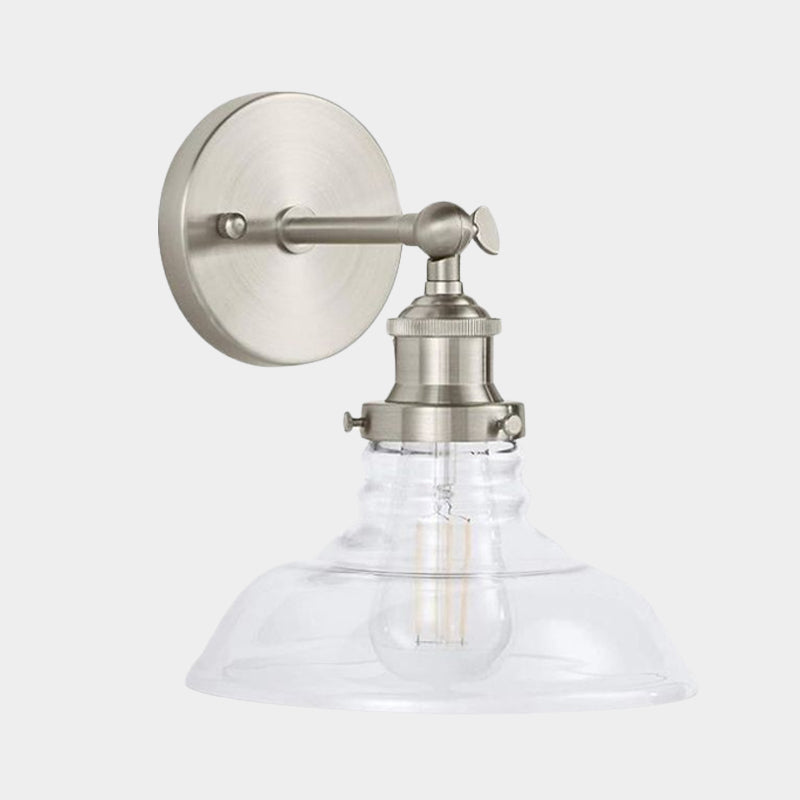 Frendorf | Klar Glas Chrom/Nickel Wandleuchte Scheune 1-Lampe Industrielle Wandlampe für die Küche