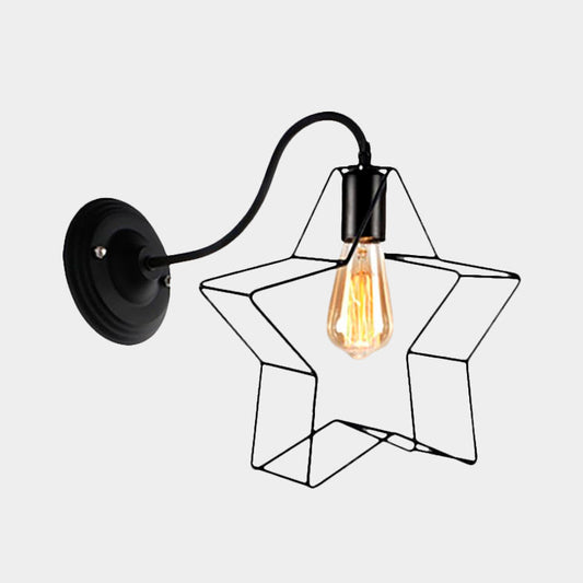 Frendorf | Schwarz 1 Licht Wandleuchte Retro Stil Metall Diamant/Stern Wandlampe mit Käfigschirm für Kaffeehaus