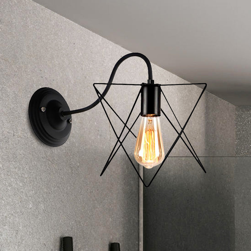 Frendorf | Schwarze 1 Kopf Wandlampe Vintage Industrial Metall Flasche/Rechteckige Wandleuchte Wandlampe mit Drahtgestell für Café