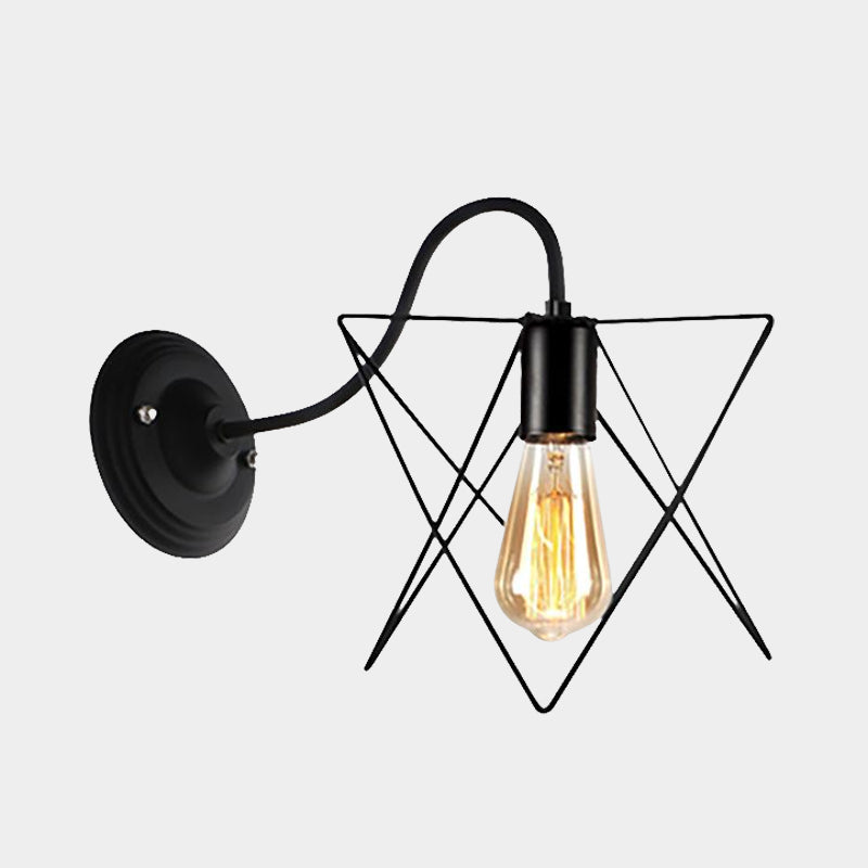 Frendorf | Schwarze 1 Kopf Wandlampe Vintage Industrial Metall Flasche/Rechteckige Wandleuchte Wandlampe mit Drahtgestell für Café