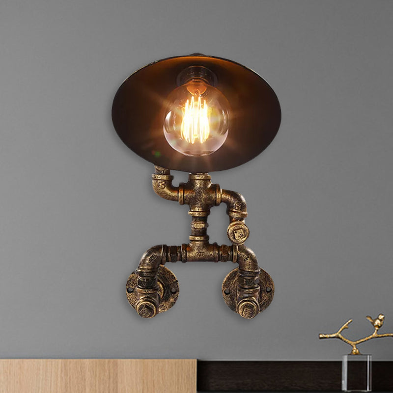 Frendorf | Antieke stijl kegel wandlamp met robotontwerp 1 kop smeedijzeren scone lamp in messing