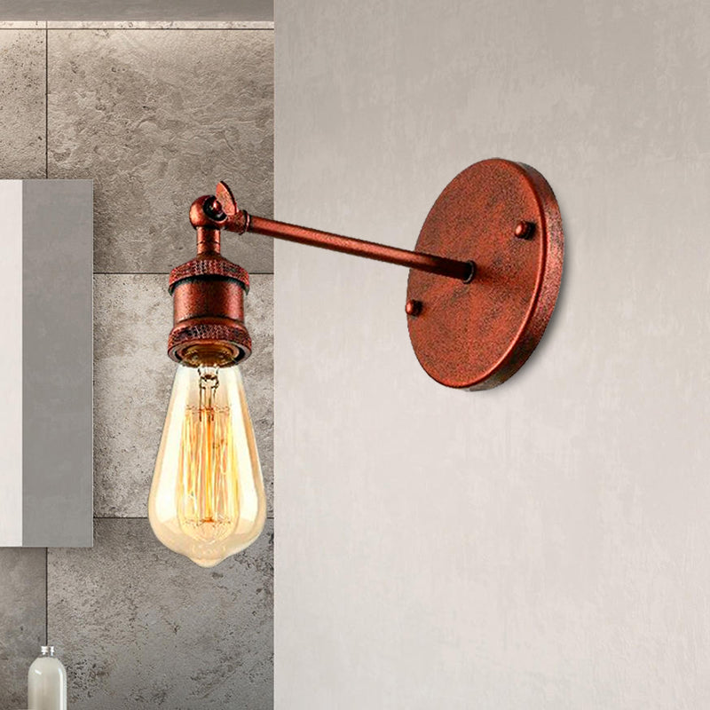 Frendorf | Rustikale Stil Kreisförmige Wandplatte Wandlampe 1 Kopf Metall Wandleuchte in Kupfer für Badezimmer