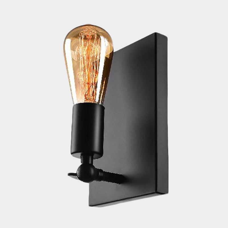 Frendorf | 1 Licht Plug In Wandlamp met Blootgestelde Lamp Loft Retro Zwarte Metaal Sconces Lamp voor Eetkamer