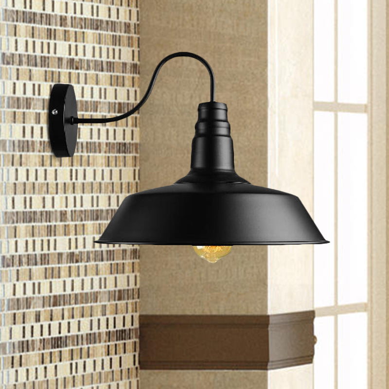 Frendorf | 1 Kopf Scheunen Wandleuchte Retro-Stil Schwarz-Finish Metall Wandlampe mit Stecker-Kabel für Esszimmer