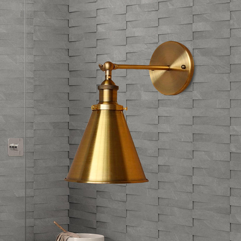 Frendorf | 1 Glühbirne Geschwungene Wandlampe Retro Stil Messing Metall Wandlicht mit Stecker-Kabel für Wohnzimmer