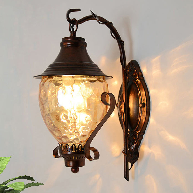Frendorf | Gezwollen Glas Zwarte Wandlamp Eikel 1-Licht Industrieel Wandlamp Armatuur voor Woonkamer