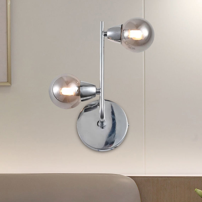 Frendorf | Ball-förmige Glas-Wandlampe Vintage-Stil 2/4 Lichter Wohnzimmer Wandmontage Licht in verchromter Ausführung