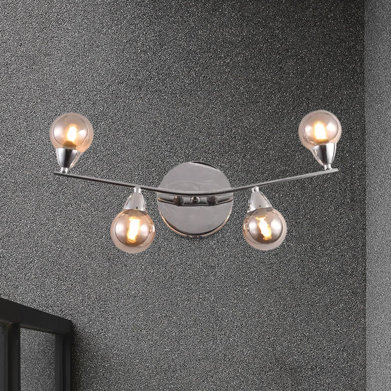Frendorf | Ball-förmige Glas-Wandlampe Vintage-Stil 2/4 Lichter Wohnzimmer Wandmontage Licht in verchromter Ausführung
