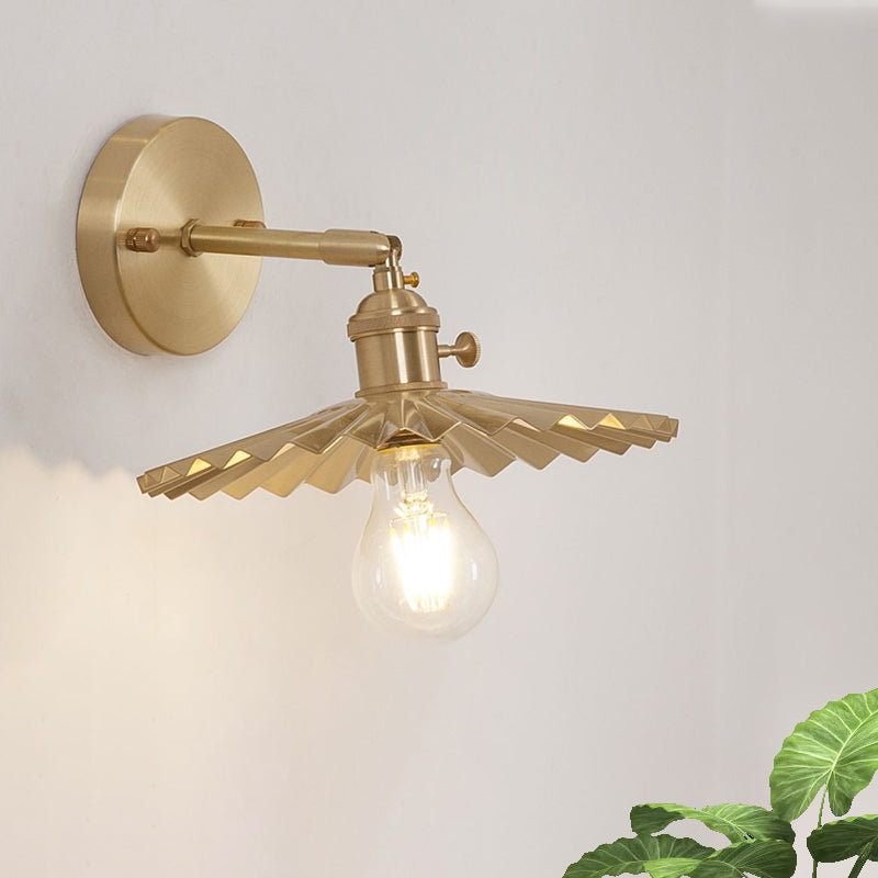 Frendorf | Retro-Stil Radial Wave Wandlampe 1 Kopf Metall Wandmontage Lampe in Messing für Nachttisch