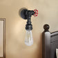 Frendorf | 1 Kop metalen wandverlichting industrieel zwart/antiek messing waterpijp slaapkamer wandlamp met klep