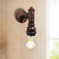 Frendorf | 1 Licht Eisen Wand Sconces Beleuchtung Industriell Schwarz/Gebürstetes Silber Bare Bulb Innen Wand Montiert Lampe mit Wasserrohr