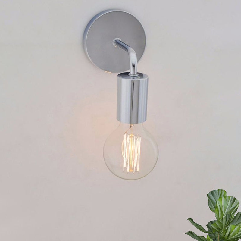Frendorf | Gehoekte Slaapkamer Wandverlichting Retro Stijl Metalen 1 Lamp Wit/Chroom Afwerking Sconcelamp