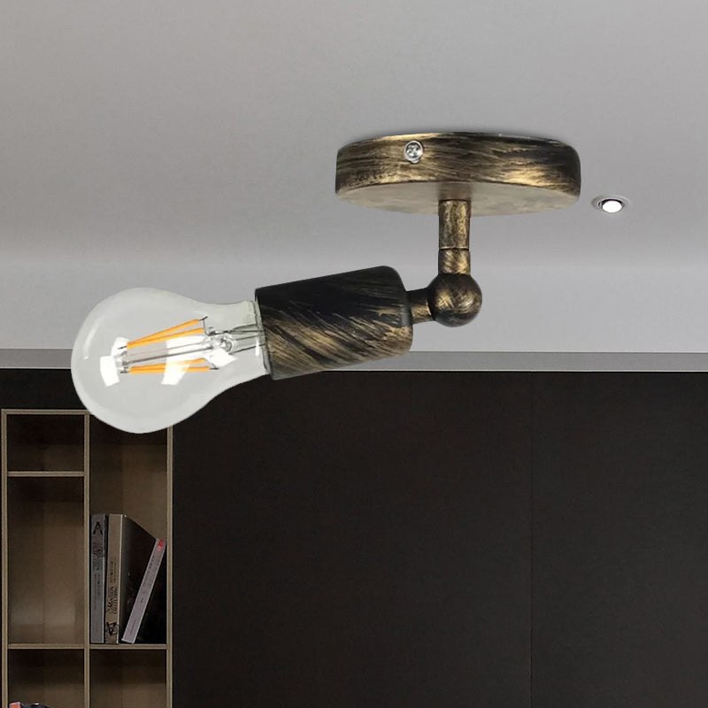 Frendorf | Georgian Mini Wandlamp met Open Peertje Rustieke Stijl 1 Hoofd Slaapkamer Verstelbare Wandverlichting in Antiek Messing / Verweerd Koper