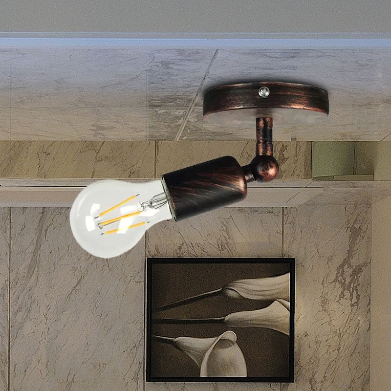 Frendorf | Georgian Mini Wandlamp met Open Peertje Rustieke Stijl 1 Hoofd Slaapkamer Verstelbare Wandverlichting in Antiek Messing / Verweerd Koper