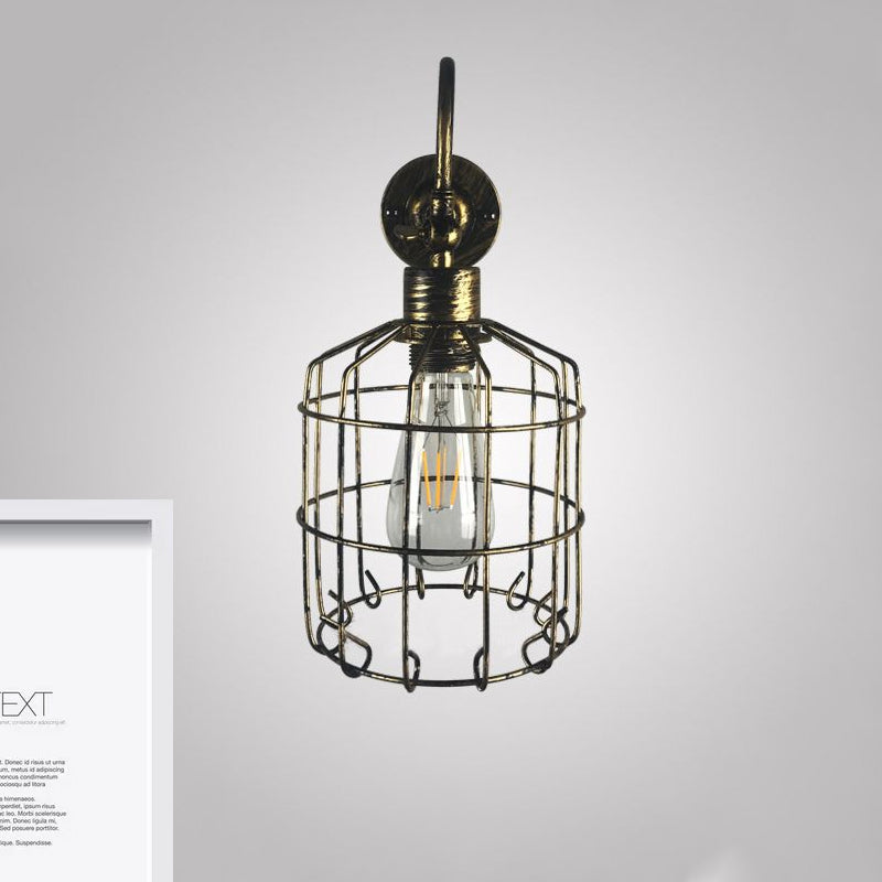 Frendorf | Vogelkooi IJzeren Wandverlichting Rustiek Stijlvol 1 Licht Restaurant Mini Wandlamp Armatuur in Antiek Messing/Geleefd Koper