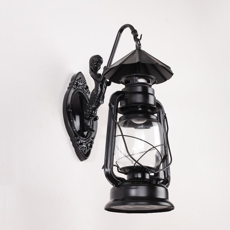 Frendorf | Kerosene Klare Glas Wandlamp Kust Enkel Peertje Woonkamer Sconces Lamp in Zwart/Antiek Messing