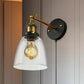 Frendorf | Tapered Schlafzimmer Wandleuchte Licht Einrichtung Rustikal Klarglas 1 Licht Schwarz Wandlampe mit Stecker-Kabel