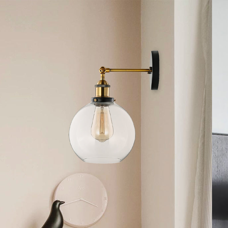 Frendorf | Klarer Glasblasen-Wand sconces Antiquitäten 1 Licht Wohnzimmer Beleuchtung Fixture in Messing