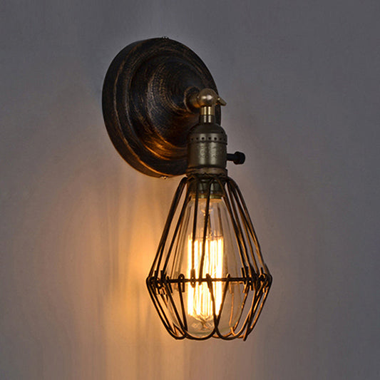 Frendorf | 1 Glühbirne Drahtkäfig Wandleuchte Landhausstil Stylische Antike Messing Schmiedeeisen Wandleuchte Beleuchtung für Restaurant