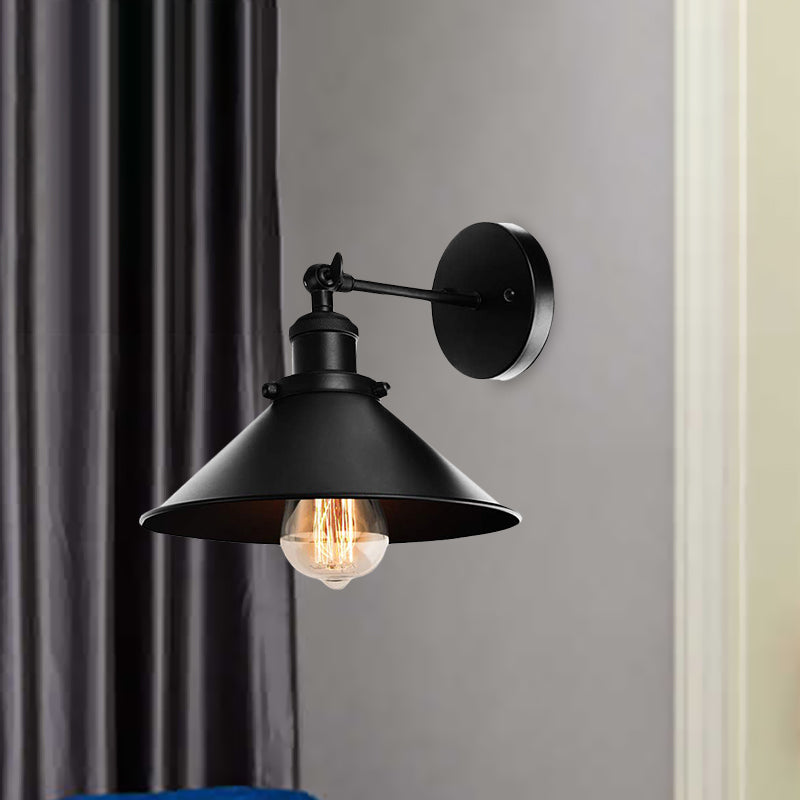 Frendorf | Metallic Conische Wandlamp Licht Loftstijl 1 Licht Woonkamer Verstelbare Wandmontage Licht in Zwart, 2 Pakketten