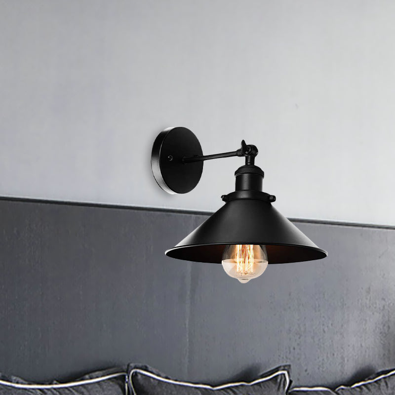 Frendorf | Metallic Conische Wandlamp Licht Loftstijl 1 Licht Woonkamer Verstelbare Wandmontage Licht in Zwart, 2 Pakketten