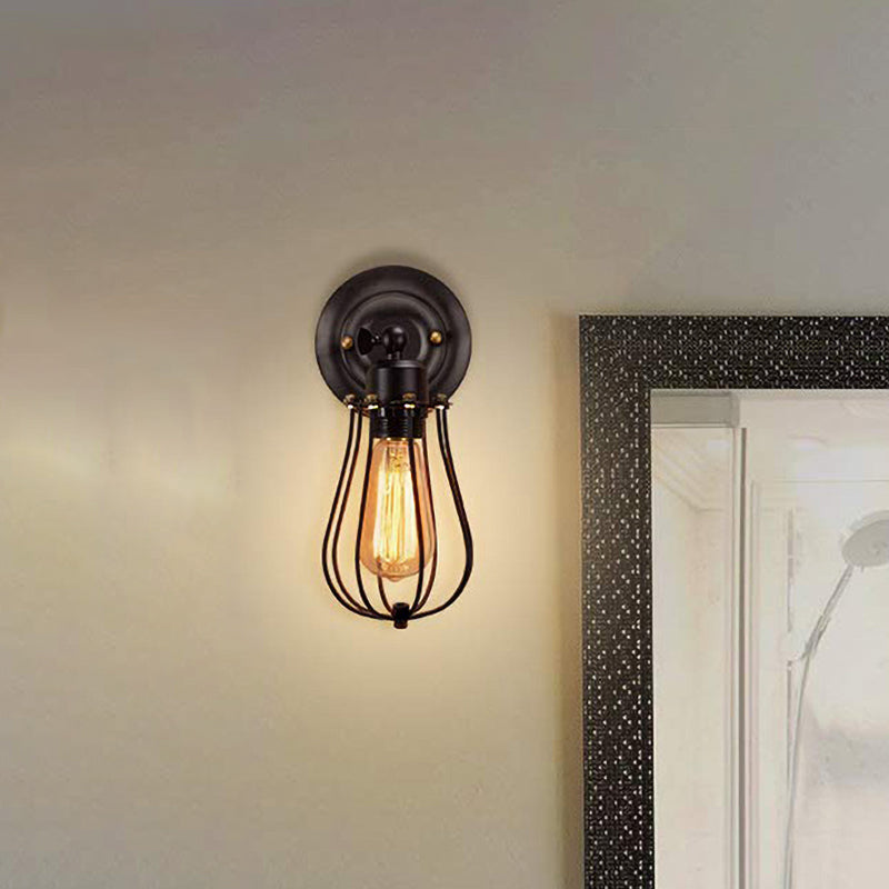 Frendorf | 2 Packs Gek cage-gemetseld metalen wandlamp Industriële stijl 1 licht slaapkamer wandmontagelamp met bulbvorm
