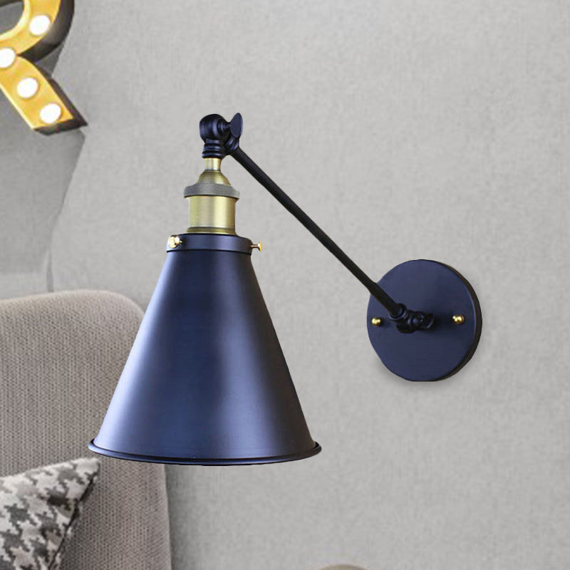 Frendorf | Schwarze Finish Kegelförmige Wandlampe Retro Stylisch Metall 1 Kopf Korridor Wandbeleuchtung, 2 Packs
