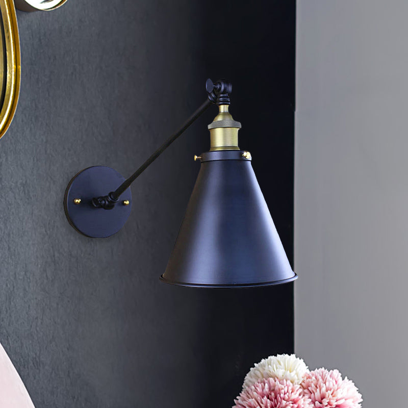 Frendorf | Schwarze Finish Kegelförmige Wandlampe Retro Stylisch Metall 1 Kopf Korridor Wandbeleuchtung, 2 Packs